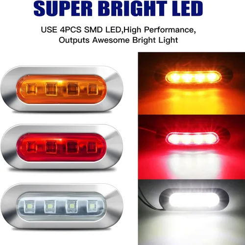 Vista 2 de ALFU 30 piezas 12-24V 4 luces indicadoras laterales LED para marcador de lado delantero, trasero y cola, lámpara de despeje para remolque, camión