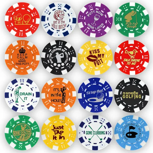Vista 5 de DA VINCI Marcador de bolas de golf, colección de fichas de póquer, fichas a rayas de 0.41 oz