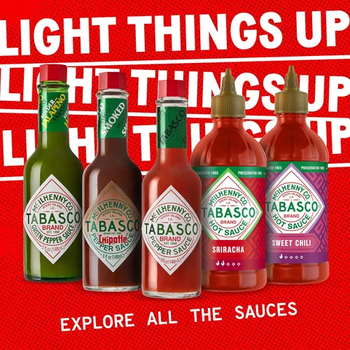 Vista 8 de TABASCO Marca Paquete de Variedad de Salsa Picante, Set de Regalo Incluye Cinco Botellas de Vidrio y Exprimibles de Salsa Picante Tabasco, Perfecto