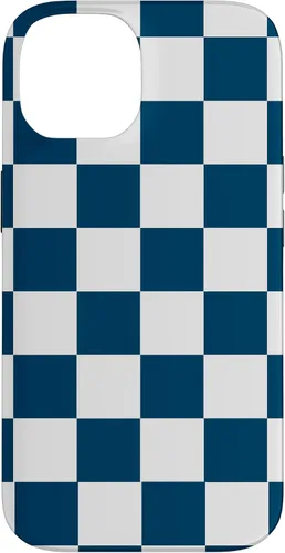 Vista 4 de Checkered Navy Blue and White Checkerboard Case for iPhone 17