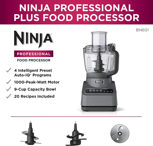 Vista 6 de Ninja Procesador de alimentos Professional Plus de 1000 vatios de pico con programas preestablecidos Auto-iQ para picar puré, rebanada de masa
