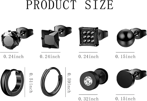 Vista 2 de NEWITIN 30 Pairs Stainless Steel Earrings for Men Studs Hoops Earrings Set Classic