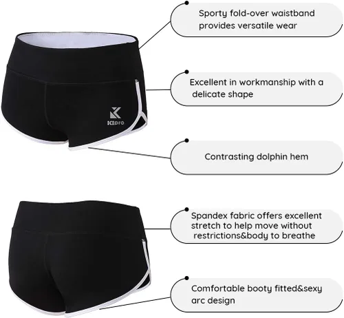 Vista 4 de pantalones cortos para mujer, fitness, deportes, yoga, correr, gimnasio, entrenamiento