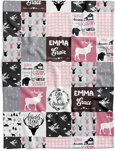 Vista 15 de Manta personalizada de ciervo alpino para bebé, manta personalizada para el cuarto de bebé, manta de vellón suave para la vida silvestre, ropa