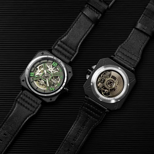 Vista 7 de Automatic Watches for Men,Stainless Steel Case with Leather Band,50M Waterproof Men Mechanical Wrist Watches