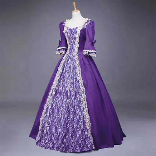 Vista 4 de Vestidos de princesa medievales para mujer, disfraces renacentistas, vestido de baile victoriano rococó, vestido de lolita de corte francés