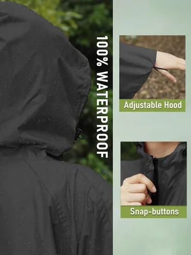 Vista 3 de SaphiRose Poncho de lluvia unisex con capucha impermeable para mujeres adultas
