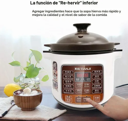 Vista 3 de DGD40-40LD olla eléctrica para estofado, 4L olla de cocción lenta completamente automática, olla interior de cerámica, 120V, 600W, 3 ~ 6 personas