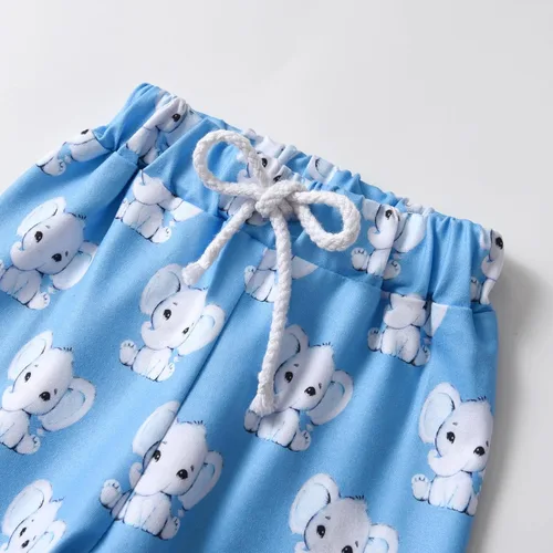 Vista 47 de Conjunto de 3 piezas de ropa de bebé recién nacido con estampado de manga larga + pantalones + sombrero