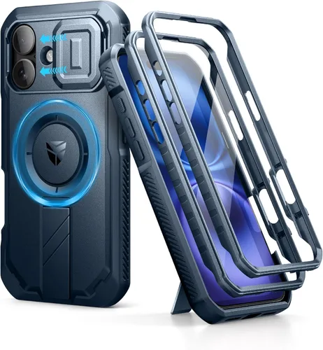 Vista 19 de Dexnor - Funda para iPhone 12 & iPhone 12 Pro con tapa deslizante para cámara, soporte ajustable y protector de pantalla integrado, carcasa