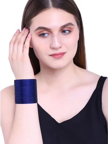 Vista 4 de Efulgenz Metal Bangles for Women Indian Jewelry Two Dozen Wedding Bangles Set Plain Glossy Alloy Bangles Bollywood Bracelets Bridal Bangle Set