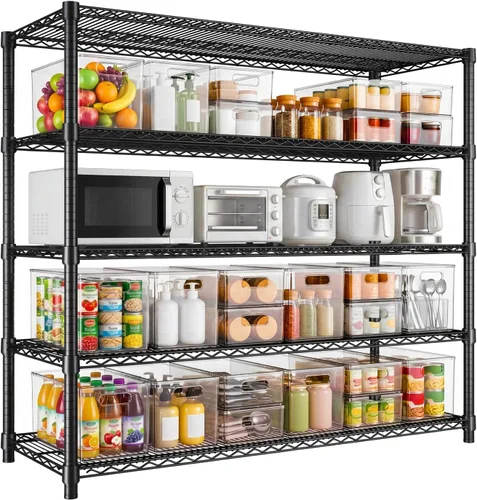 Vista 11 de Garvee Estantería metálica de 59"W 5 niveles, estantes de almacenamiento