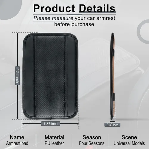 Vista 5 de Amiss - Funda para consola central automóvil, impermeable, ajuste universal, protector de reposabrazos de cuero sintético, accesorios
