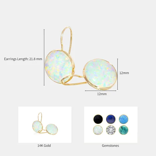 Vista 7 de Gemstone Earrings for Women - Gold Gemstone Drop Earrings - Birthstone - 14K Gold Earrings for Women - Gold Formal Earrings - Boho Wedding Earrings