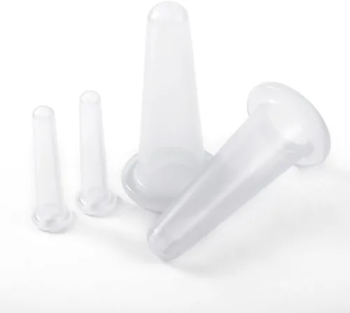 Vista 3 de BWESOO 4 piezas de juego de ventosas de masaje de silicona, mini copas faciales para masaje de cara, ayuda para el cuidado de la piel, masaje