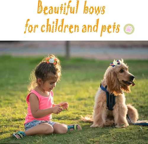 Vista 5 de 200 lazos para el pelo de perro, 100 pares de lazos de metal con clip para perro con perlas y flores para peluquero, niño, niña, Yorkie, cachorros