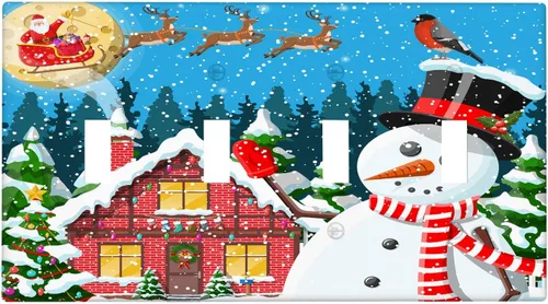 Vista 43 de Cubierta de interruptor de luz dúplex de 1 banda, cubierta decorativa de Navidad con copos de nieve rojos, placa frontal decorativa para cocina