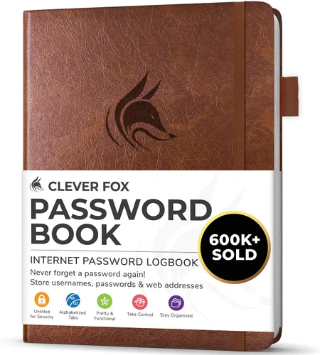 Vista 29 de Clever Fox Libro de contraseñas con pestañas alfabéticas, 4"x5.5" Keeper