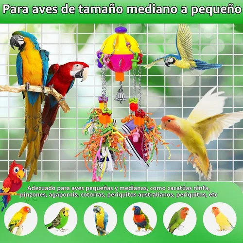 Vista 4 de Juguetes de pájaros, loro colorido jalar, tenis masticables de acrílico para amazonas, mini guacamayos, grises africanos, cacatúas, conures
