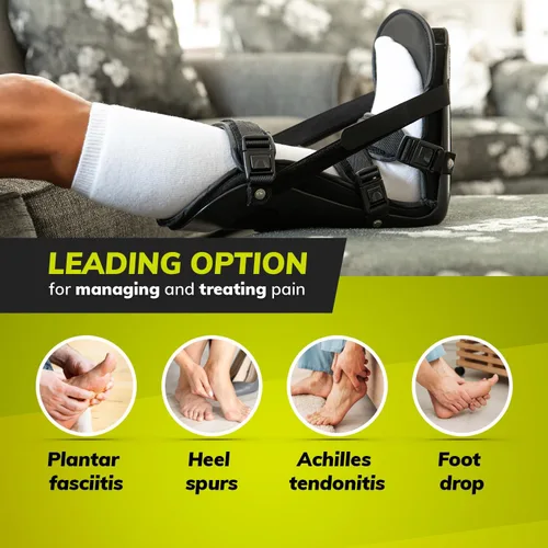 Vista 5 de Bota de estiramiento nocturno BraceAbility. Tablilla para estirar el pie por la noche, para el estiramiento de la fascia plantar, trata el dolor