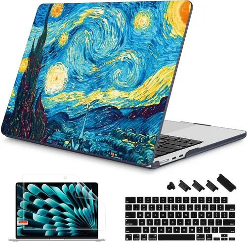 Vista 12 de Mektron Diseñada para MacBook Air 2025/2024/2023 de 15 PULGADAS M4 A3241 /M3 A3114 /M2 A2941, Carcasa de Cubierta Rígida de Plástico Impreso