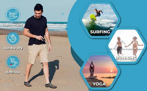 Vista 3 de Zapatos de agua para hombre, antideslizantes, para exteriores, playa, natación, surf, piscina, zapatos de agua para hombre