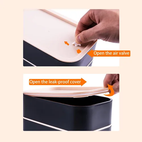Vista 6 de Bento Box - Lonchera para adultos a prueba de fugas, 54 onzas, color negro