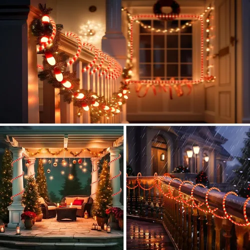 Vista 2 de Afirst Luces de Cuerda de Bastón de Caramelo de Navidad - Luces LED de Hadas de 18 Pies IP65 Impermeables Conectables Luces de Tubo para Exteriores