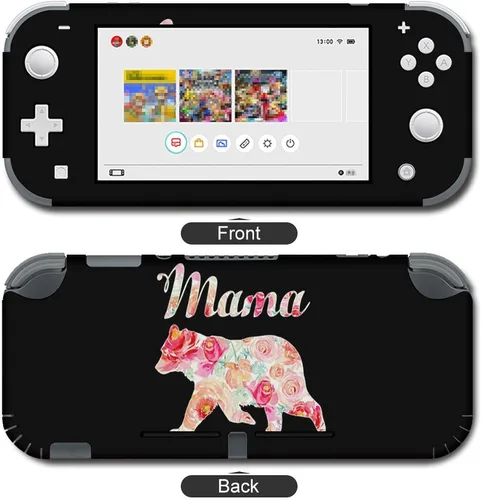 Vista 3 de Mama Bear Floral Skin Cover Stickers Funny Graphic Protective Film Full Set Compatible with for Switch Lite