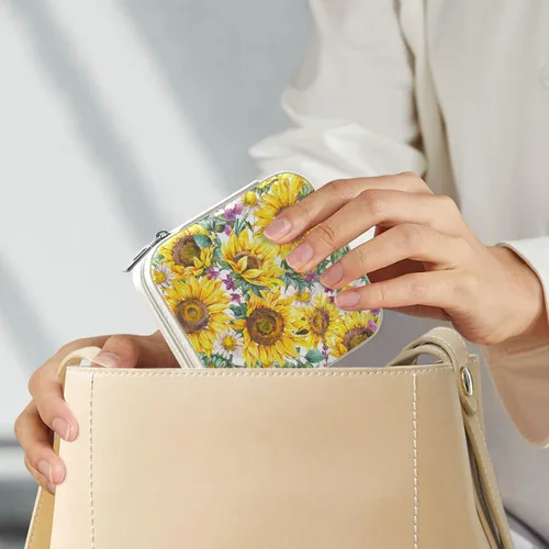 Vista 5 de ZOEO Cajas de joyería para mujeres, girasol, Acción de Gracias, niños, pequeños, organizadores de joyas para adolescentes, niñas, regalo de Navidad