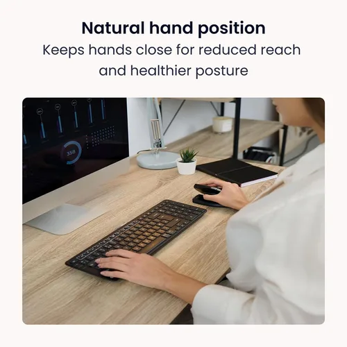 Vista 3 de Teclado Contour Balance - Teclado ergonómico compacto para aliviar el dolor de muñeca con inclinación ajustable para apoyar, compatible