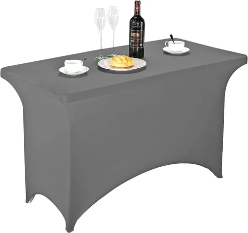 Vista 113 de FORLIFE - Funda de mesa de elastano, mantel ajustado de 4 pies para mesas rectangulares, funda elástica para patio, universal para bodas, banquetes