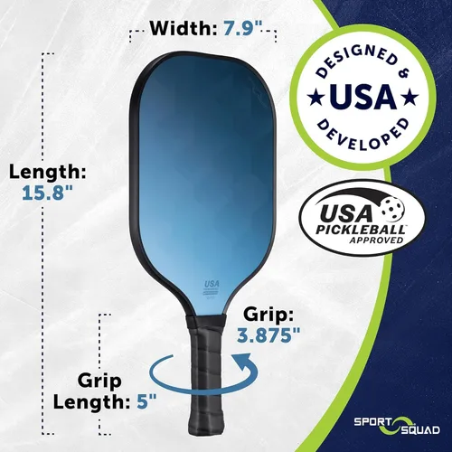 Vista 3 de Sport Squad Pickleball Paddles Set of 2 and Single Paddles - Lightweight, Durable & High-Performance Playability - Enhanced Grip & Power - USA