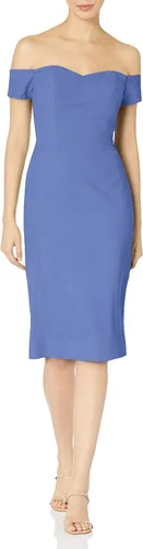 Vista 3 de Dress the Population Vestido para Mujer Bailey de Hombros Descubiertos Escote Corazón Ajustado Midi Tubo Negro