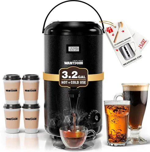Vista 9 de WantJoin Dispensador de bebidas aislado – Dispensador térmico de acero inoxidable de 8 l/2 galones de bebidas frías y calientes con grifo para té