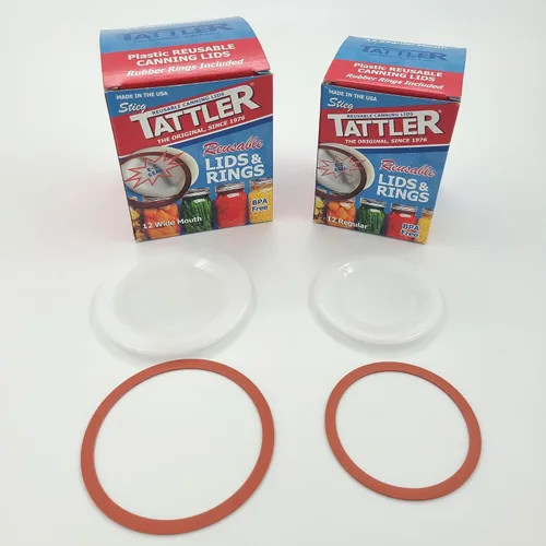 Vista 5 de El paquete de tapas reutilizables para conservas incluye 12 tapas y anillos de boca ancha y 12 de boca regular y 24 etiquetas solubles para tarros