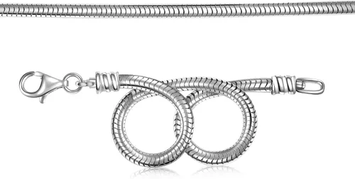 Vista 3 de Angemiel Brazalete de cadena europea tipo serpiente de plata esterlina 925 para dijes