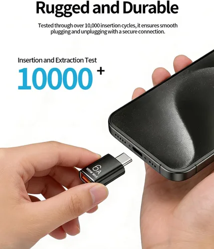 Vista 5 de BOMIE Adaptador USB C a USB, paquete de 10 unidades, 6A 120 W, carga rápida, transferencia de datos de 10 Gbps, USB C macho a USB 3.2 hembra OTG