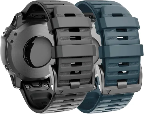 Vista 17 de ANCOOL Compatible con banda Fenix 6X/7X de 26mm Quickfit, correa de silicona suave de repuesto para relojes inteligentes Fenix 5X/Fenix 8 de Verde