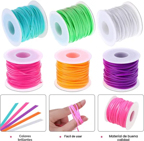 Vista 4 de cridoz - Kit de cuerda de cordón, paquete de 6 cordones de plástico, kit de tejido de cordón para pulseras, llaveros, manualidades