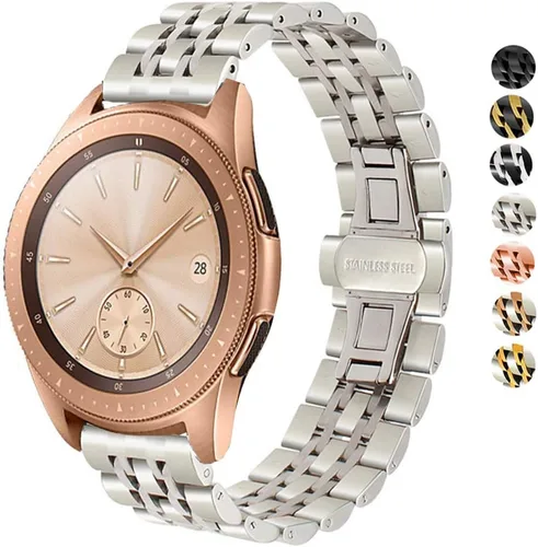 Vista 8 de Correa compatible con Samsung Galaxy Watch 6/6 Classic/Galaxy Watch 5/5 Pro / 4/4 Classic / 3 1.614 in / Active 2, correa de repuesto de metal