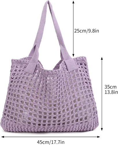 Vista 2 de ENBEI Bolsos grandes de playa para mujer, bolsos de hombro, bolso de punto, bolso de mano estético para playa de ganchillo, lindo bolso de mano