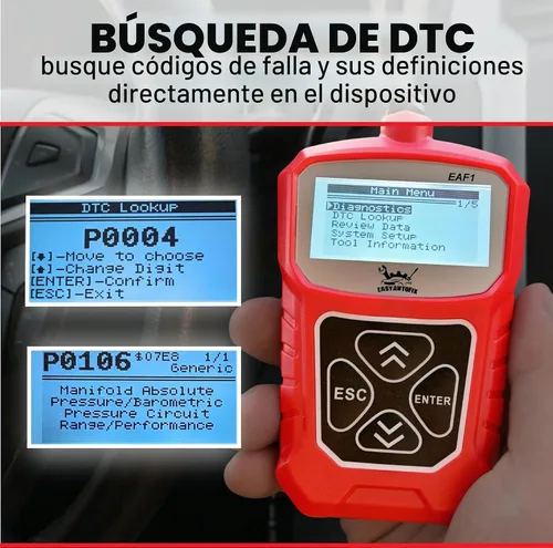 Vista 4 de EAF1 OBD2 Escáner de coche – Herramienta de diagnóstico automotriz profesional lector de código para luz del motor OBDII escáner para coche de datos