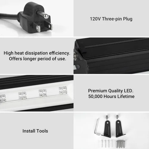 Vista 4 de Barra de Luz Negra LED de 38W Barras de Luz Negra con Enchufe e Interruptor Ilumina Área de 22x22 pies para Fiesta Fluorescente Fiestas de Halloween