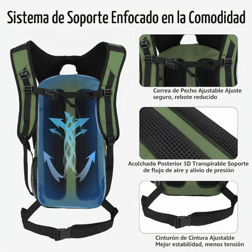 Vista 4 de Zavothy Mochila de senderismo multiusos de 18 litros con bolsa de agua de 3 L, mochila de hidratación duradera con compartimento aislado