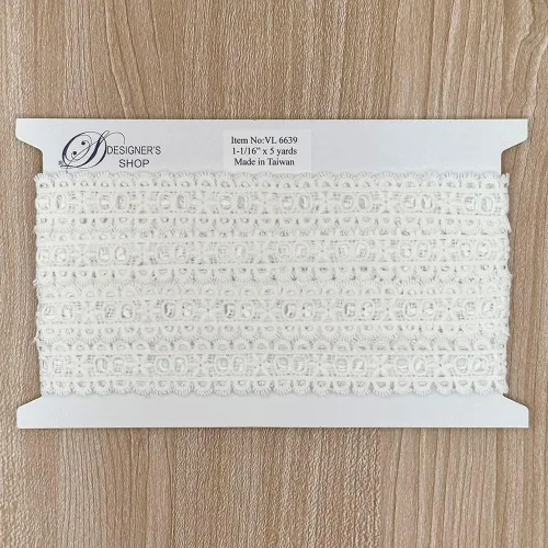 Vista 3 de Designer's Shop VL 6639 VL 6639 - Borde de encaje blanco de 5 yardas para costura, manualidades (margarita-mareado) 1-1/16 pulgadas x 5 yardas