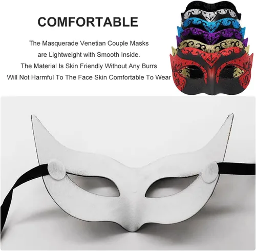 Vista 3 de Máscara veneciana para hombres, mujeres, parejas, máscara veneciana para Halloween, Mardi Gras, fiesta de disfraces