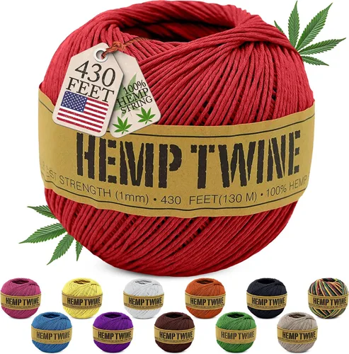 Vista 23 de Cordel de cáñamo para jardinería - Cordel para manualidades - Cuerda de cáñamo orgánico natural para hacer joyería - Cordón fuerte y duradero