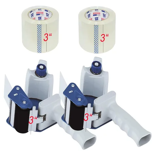 Vista 6 de PERFECTAPE 3" Cinta de embalaje resistente 1 rollo con pistola de cinta de 3", transparente, 2.7 mil, 3 pulgadas x 65 yardas, para embalaje, envío