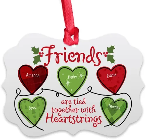 Vista 8 de Gossby Adorno de Navidad personalizado con texto en inglés «Friends», regalo de Navidad personalizado para mujeres con nombres, adorno de mejor